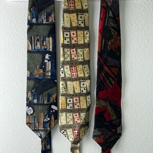Bundle 3 Vintage Silk Novelty Gambling Ties